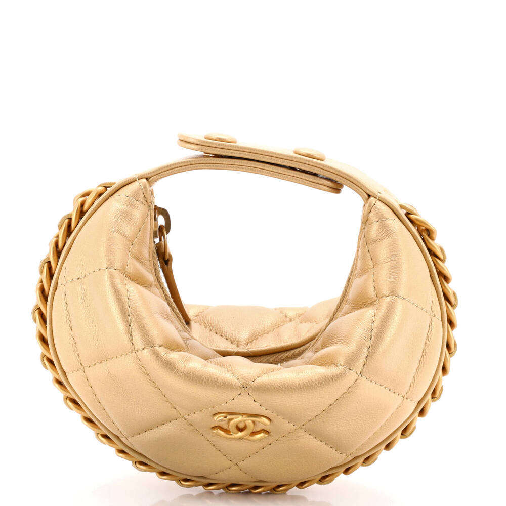 Chanel Extra Mini Chain Around Hobo Pouch Quilted Lambskin